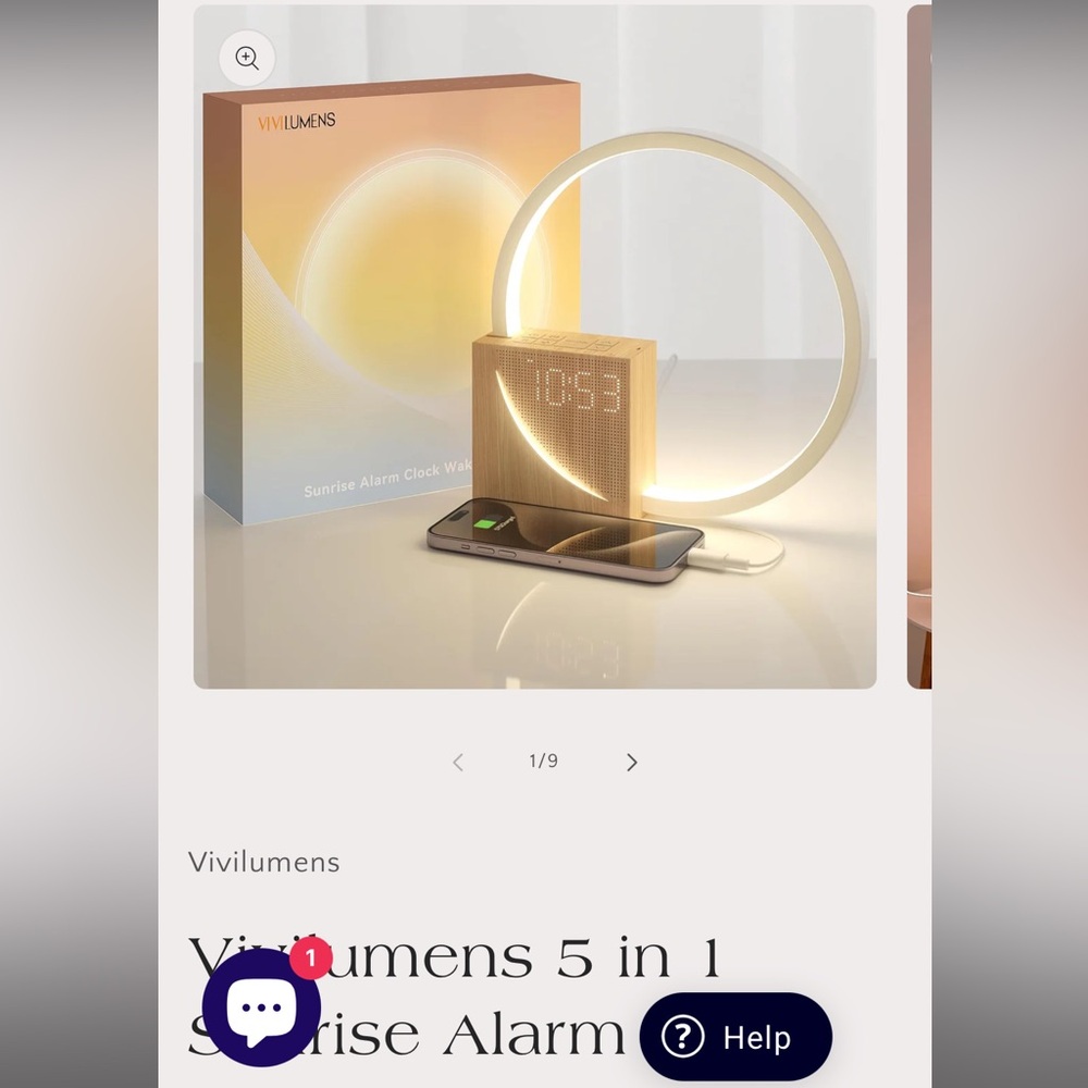 NWT BRAND NEW Vivilumens Sunrise Alarm Clock with LED Ring